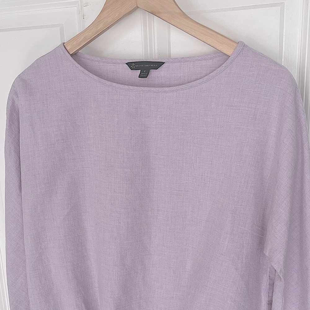 Brooks Brothers Lavender wool blend Blouse with 3/4 Sleeves Sz 4 - Picture 2 of 8